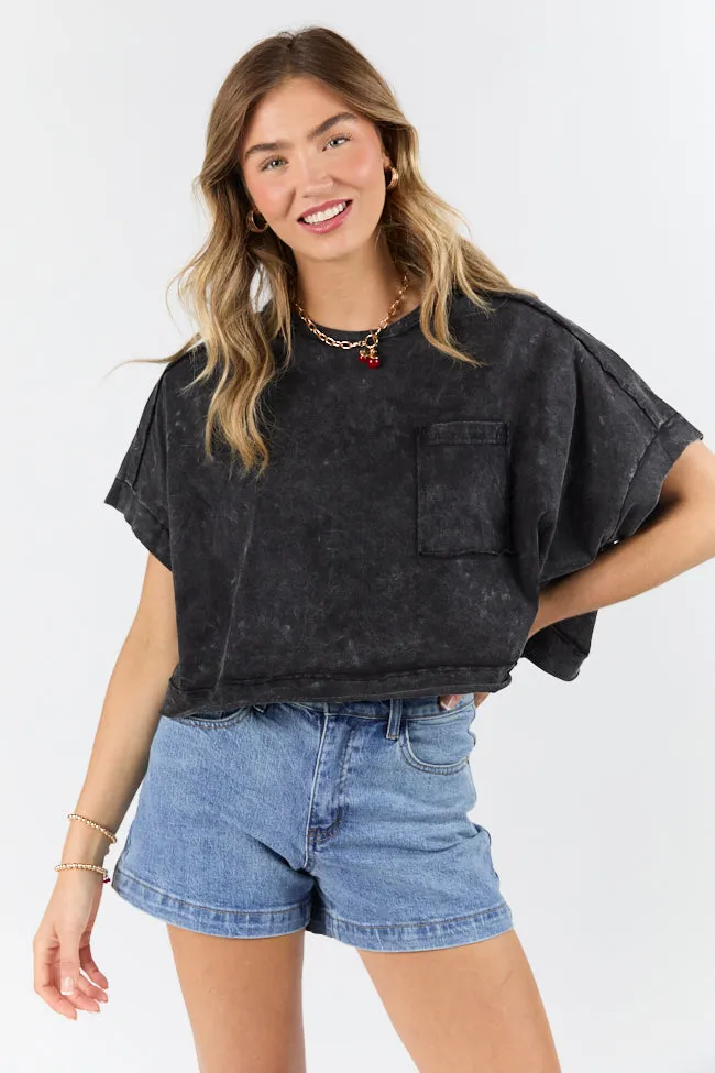 Walk Out Black Oversized Washed Crop Knit Top FINAL SALE sold by Pink Lily product image thumbnail 4