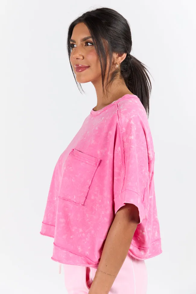 Walk Out Pink Oversized Washed Crop Knit Top FINAL SALE sold by Pink Lily product image thumbnail 4