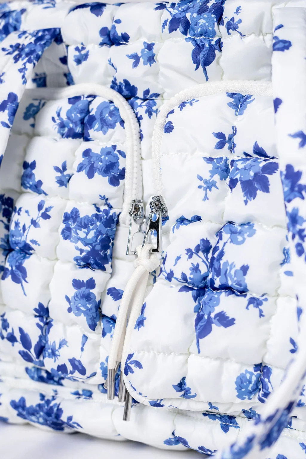 Blue Floral Quilted Puffy Weekender SALE sold by Pink Lily product image thumbnail 3