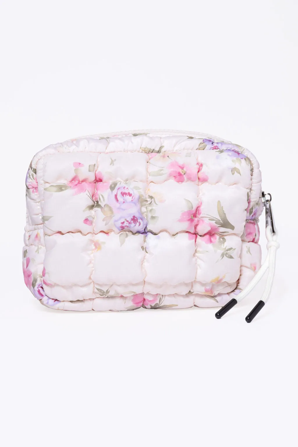 Pink Floral Quilted Puffy Cosmetic Bag SALE sold by Pink Lily