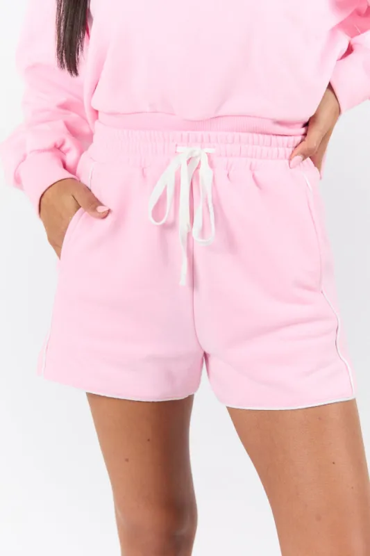 Baseline Pink Piped Lounge Shorts FINAL SALE sold by Pink Lily