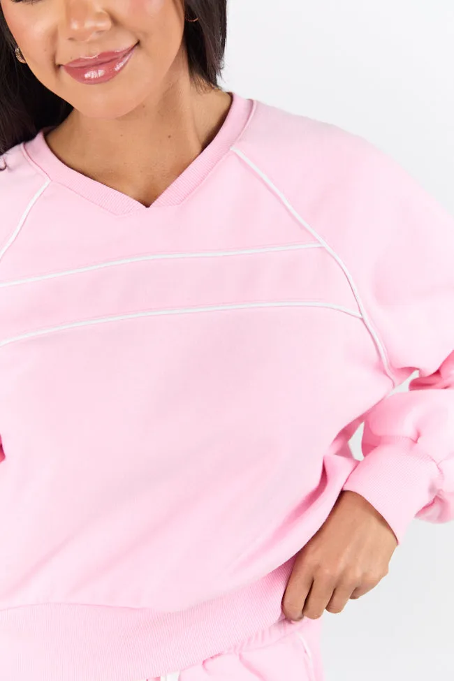 Baseline Pink Piped Lounge Crewneck Sweatshirt SALE sold by Pink Lily product image thumbnail 3