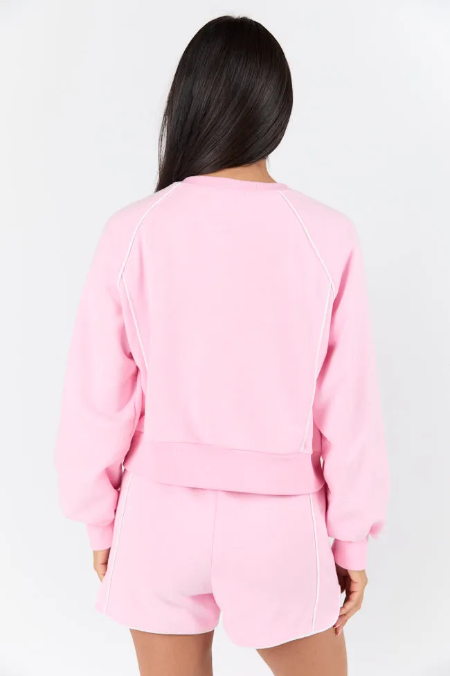 Baseline Pink Piped Lounge Crewneck Sweatshirt SALE sold by Pink Lily product image thumbnail 5