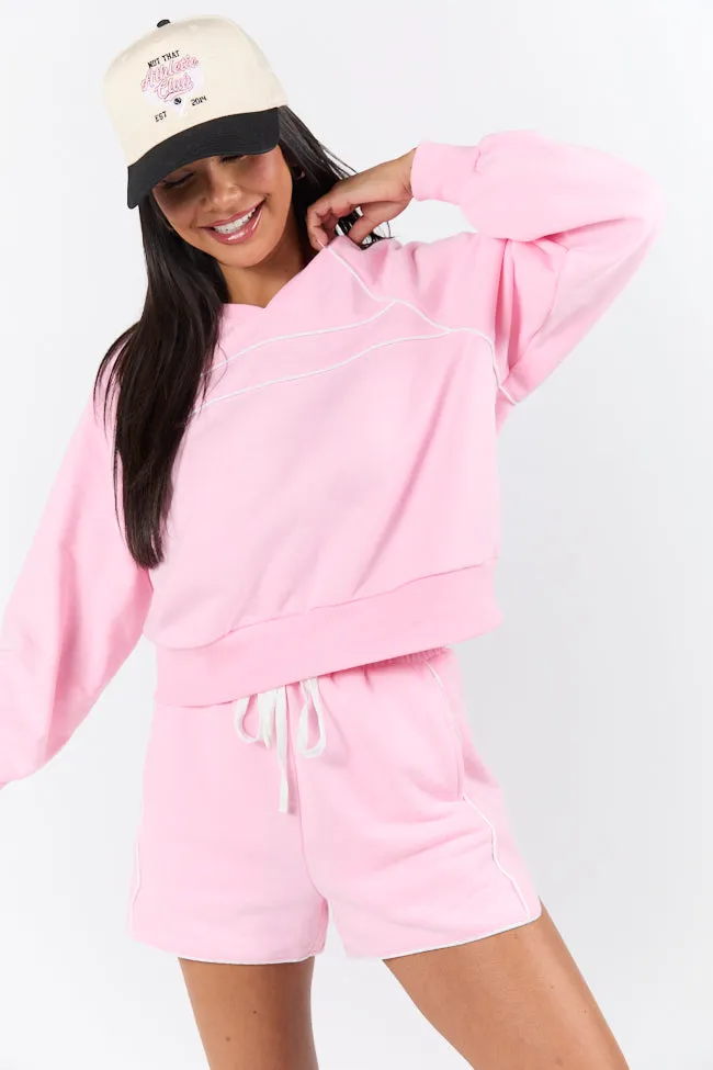Baseline Pink Piped Lounge Crewneck Sweatshirt SALE sold by Pink Lily