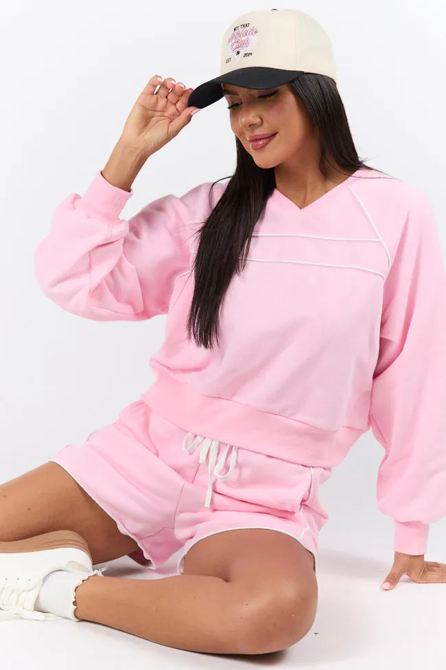 Baseline Pink Piped Lounge Crewneck Sweatshirt SALE sold by Pink Lily product image thumbnail 2