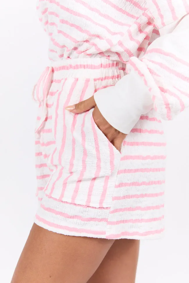 Lazy Days Striped Pink and White Lounge Shorts FINAL SALE sold by Pink Lily product image thumbnail 4