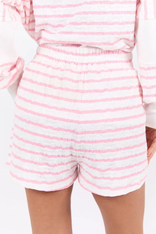 Lazy Days Striped Pink and White Lounge Shorts FINAL SALE sold by Pink Lily product image thumbnail 5