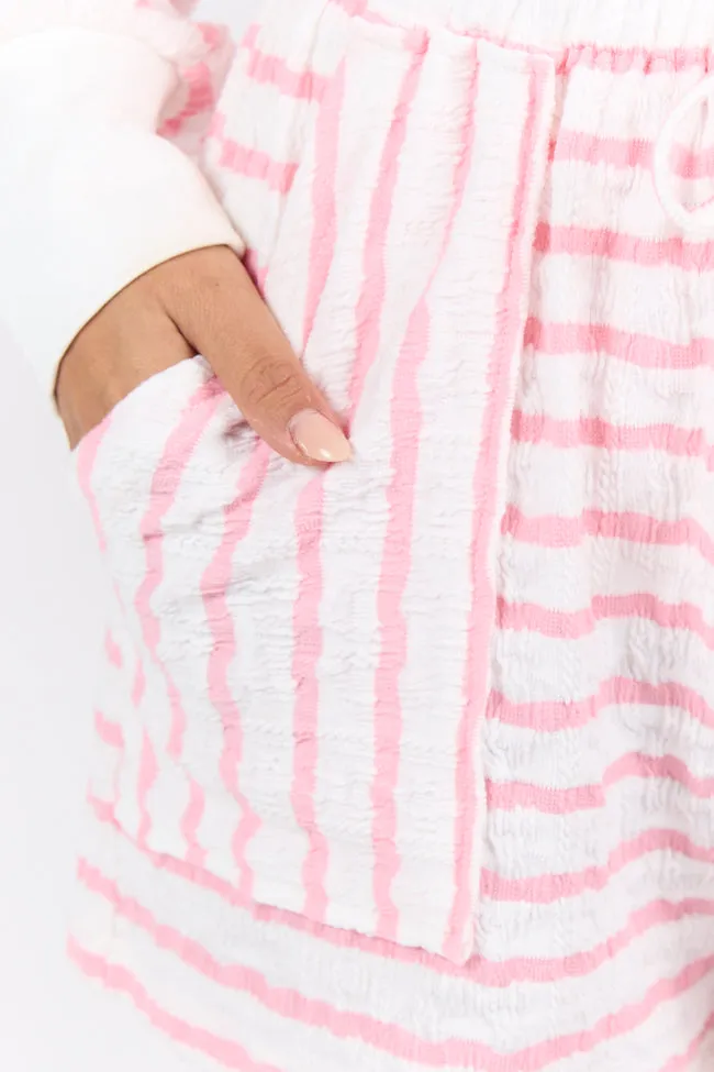 Lazy Days Striped Pink and White Lounge Shorts FINAL SALE sold by Pink Lily product image thumbnail 3