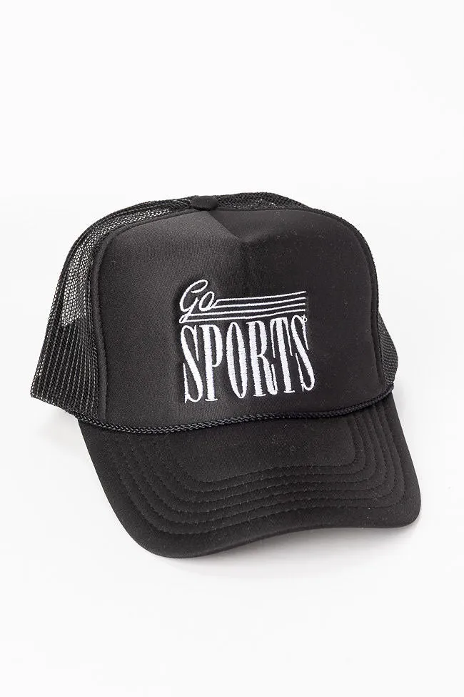 Go Sports Black Trucker Hat SALE sold by Pink Lily
