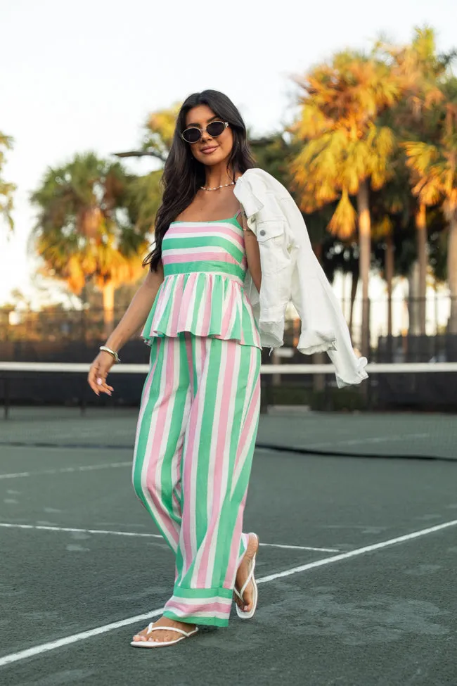 Boardwalk Prep Pink and Green Striped Two Piece Set sold by Pink Lily product image thumbnail 2