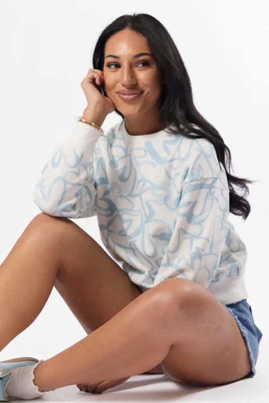 Heart Like Mine Blue and Ivory Abstract Heart Sweatshirt FINAL SALE sold by Pink Lily