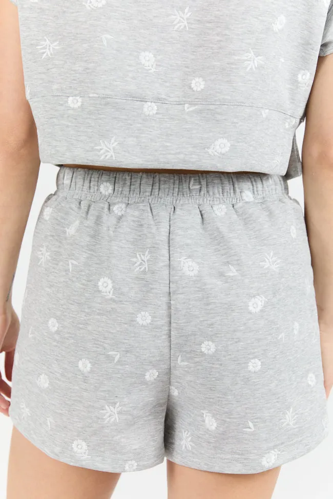 What A Catch Grey Floral Embroidered Shorts FINAL SALE sold by Pink Lily product image thumbnail 5