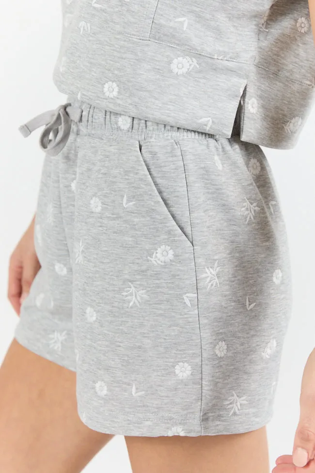 What A Catch Grey Floral Embroidered Shorts FINAL SALE sold by Pink Lily product image thumbnail 3