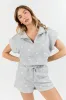 What A Catch Grey Floral Embroidered Half Zip Top SALE sold by Pink Lily