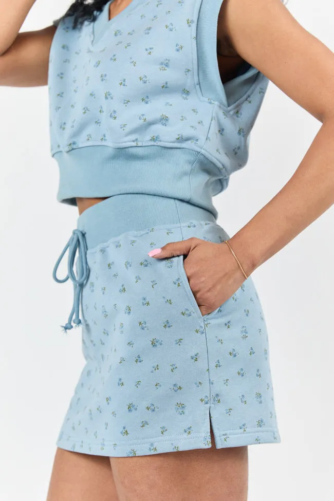 March On Blue Floral Print Knit Skirt FINAL SALE sold by Pink Lily product image thumbnail 4