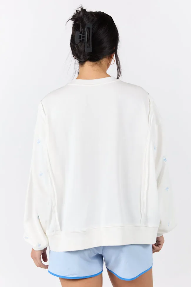 Graceful Challenge White and Blue Bow Sweatshirt SALE sold by Pink Lily product image thumbnail 5