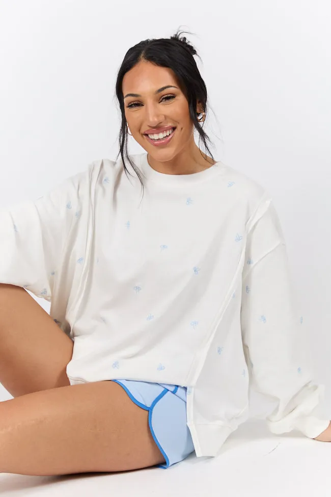 Graceful Challenge White and Blue Bow Sweatshirt SALE sold by Pink Lily