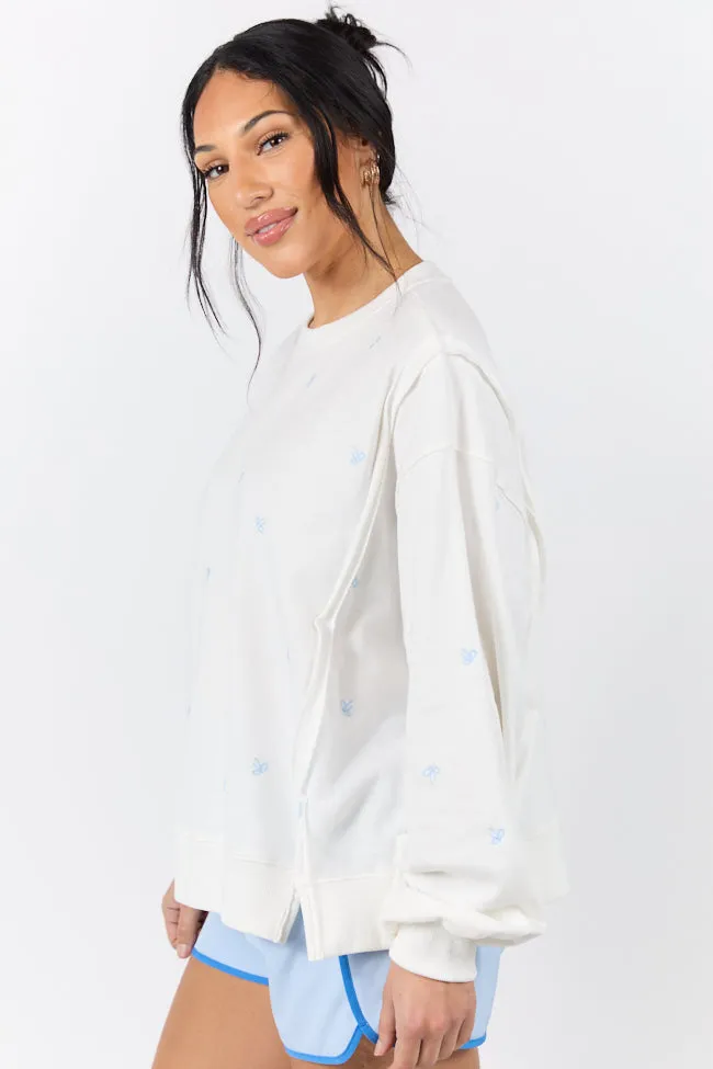 Graceful Challenge White and Blue Bow Sweatshirt SALE sold by Pink Lily product image thumbnail 4