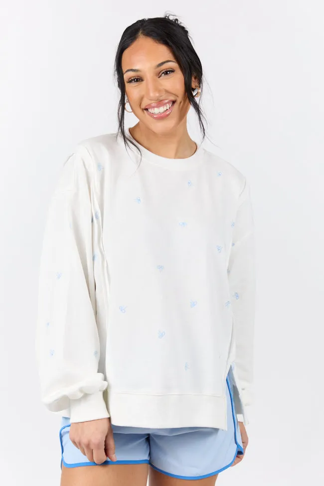 Graceful Challenge White and Blue Bow Sweatshirt SALE sold by Pink Lily product image thumbnail 3