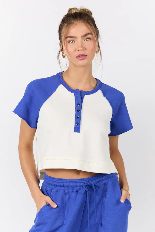 Outfield Angel Cobalt and Cream Color Block Tee FINAL SALE sold by Pink Lily