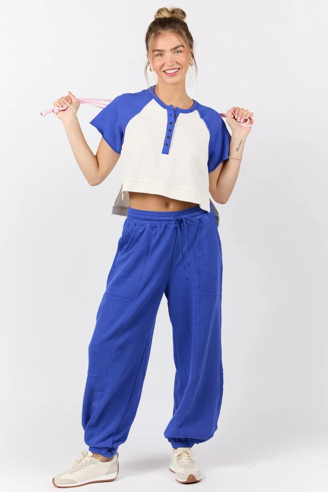 Outfield Angel Cobalt and Cream Color Block Tee FINAL SALE sold by Pink Lily product image thumbnail 2