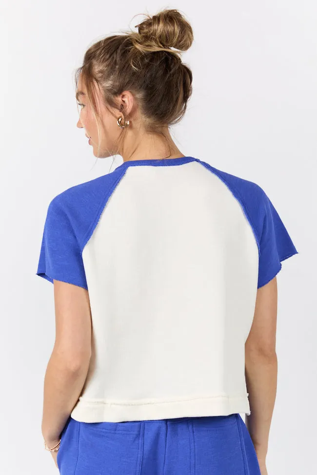 Outfield Angel Cobalt and Cream Color Block Tee FINAL SALE sold by Pink Lily product image thumbnail 5