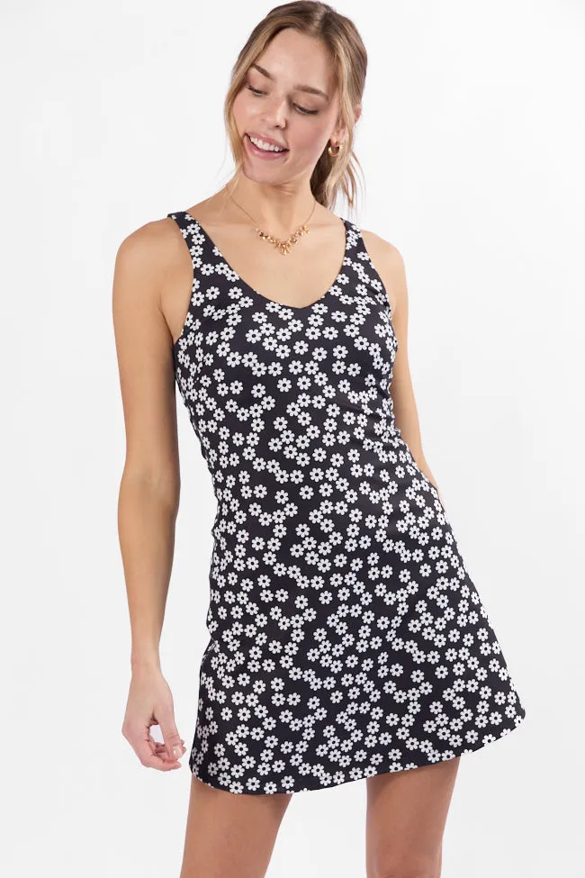 Active Vibe Daisies V-Neck Active Dress With Pull Down Shorts sold by Pink Lily