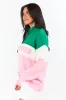 Country Club Green and Pink Multi Color Block Quarter Zip Sweater FINAL SALE sold by Pink Lily