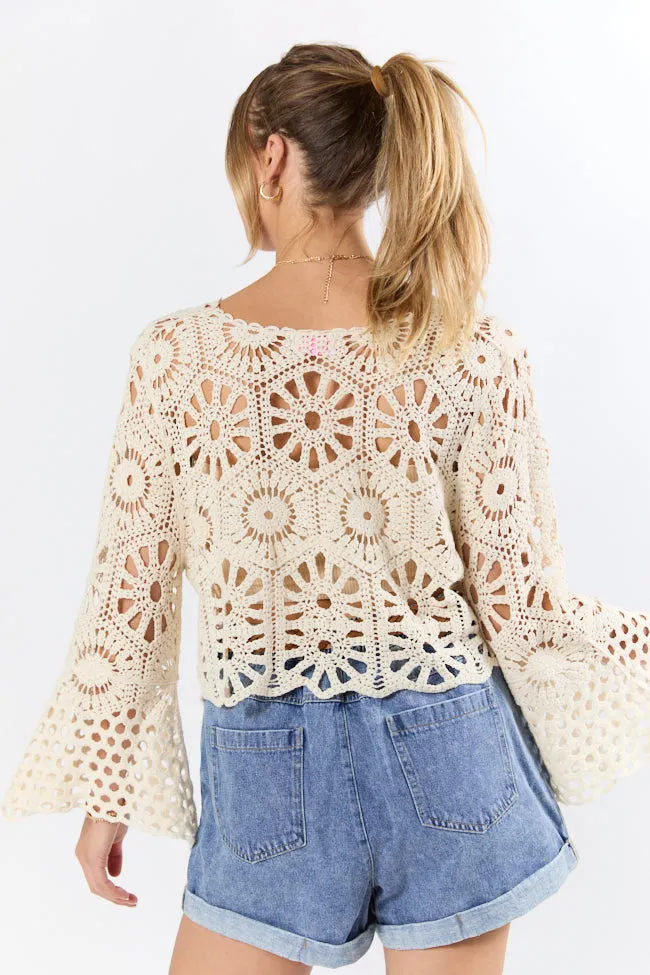 Morning Sun Beige Crochet Tie Front Cardigan sold by Pink Lily product image thumbnail 5