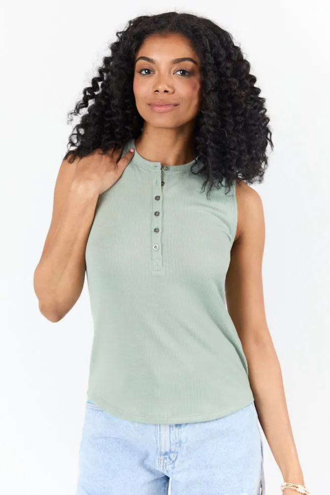 Casual Outting Sage Knit Henley Tank sold by Pink Lily product image thumbnail 5