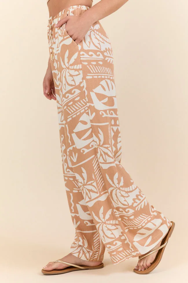 Island Escape Taupe Printed Pull On Pants FINAL SALE sold by Pink Lily product image thumbnail 4