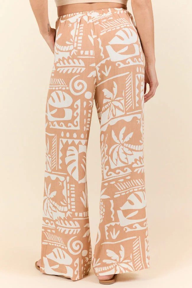 Island Escape Taupe Printed Pull On Pants FINAL SALE sold by Pink Lily product image thumbnail 5