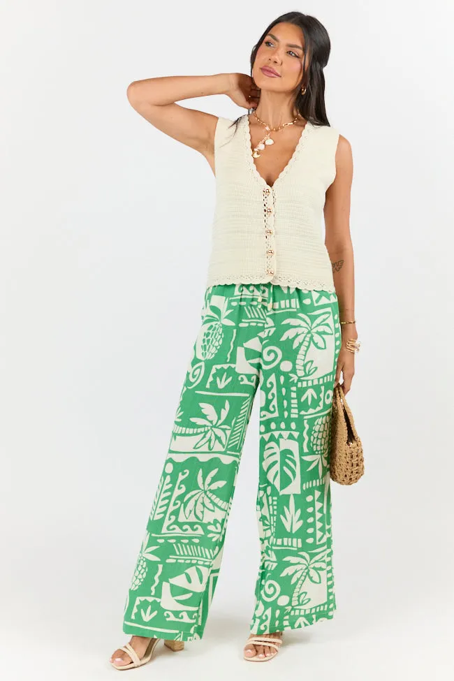 Island Escape Green Printed Pull On Pants FINAL SALE sold by Pink Lily product image thumbnail 2