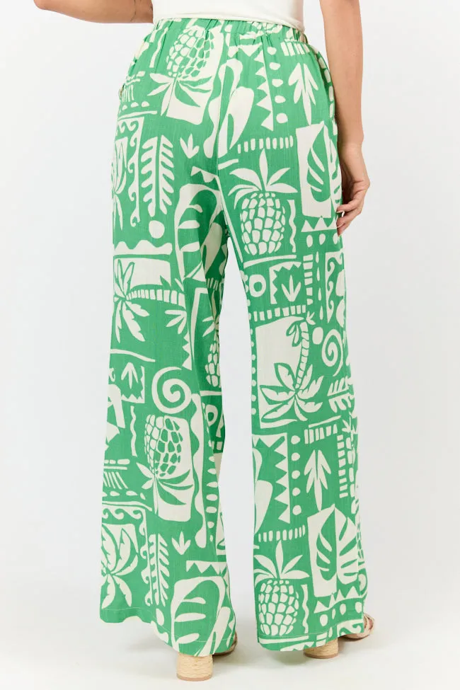 Island Escape Green Printed Pull On Pants FINAL SALE sold by Pink Lily product image thumbnail 5