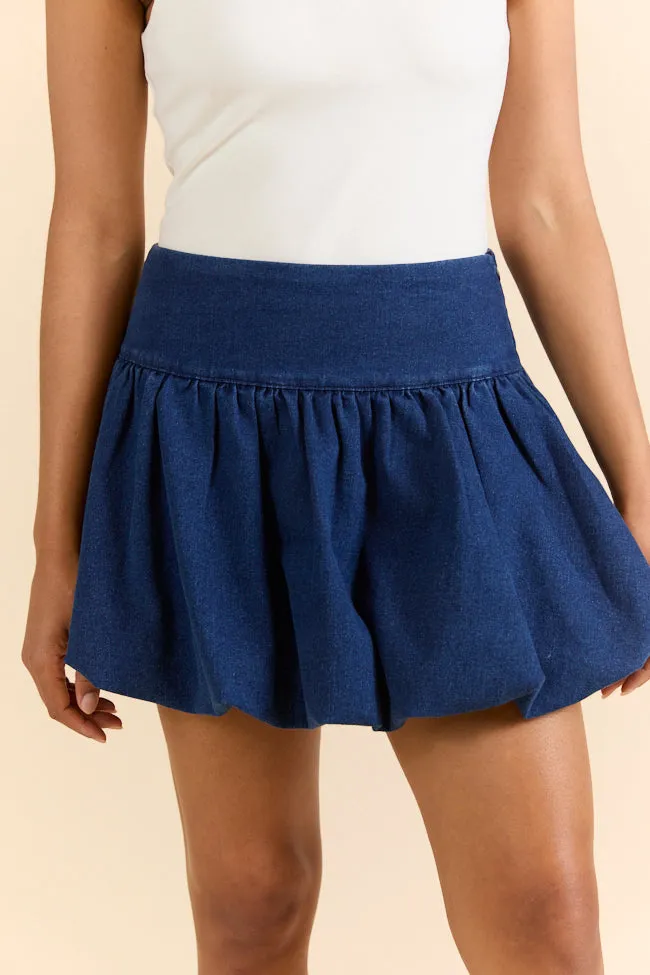 Lowcountry Luxury Dark Wash Bubble Hem Denim Skirt FINAL SALE sold by Pink Lily