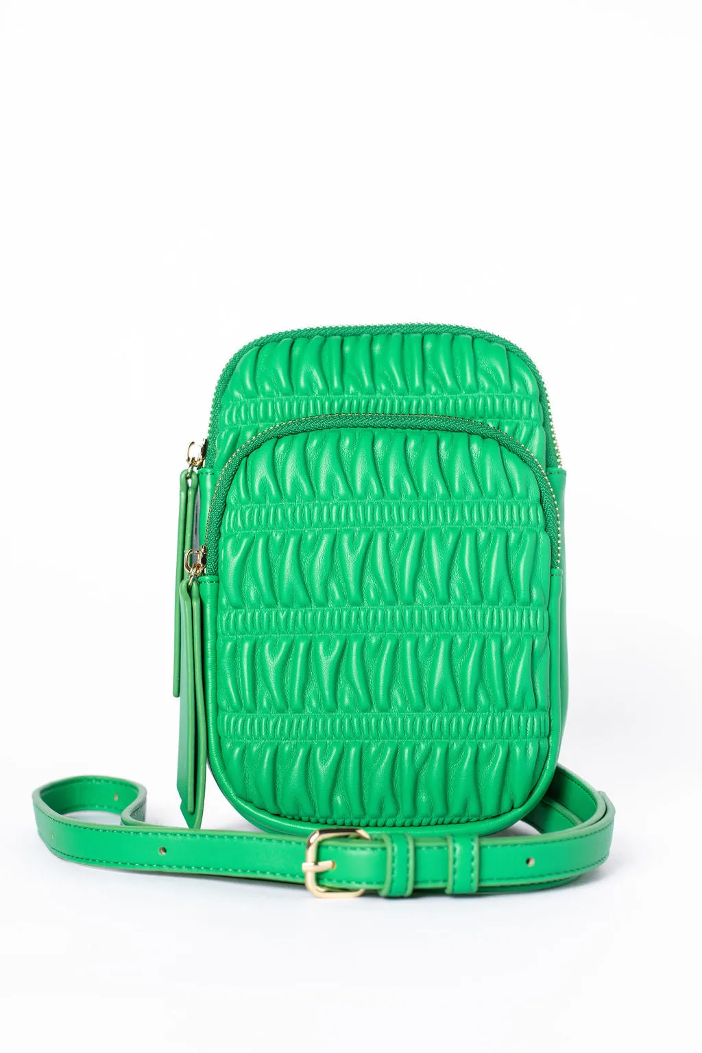 Green Ruched Crossbody Purse FINAL SALE sold by Pink Lily
