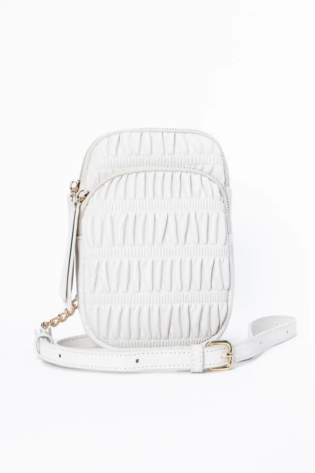 Ivory Ruched Crossbody Purse DOORBUSTER sold by Pink Lily