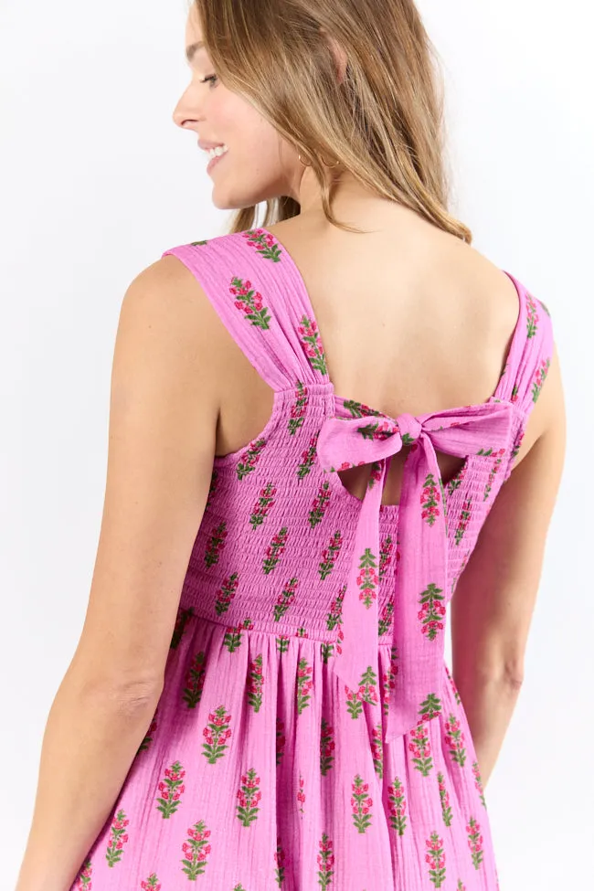 Carolina Waves Fuchsia Block Floral Midi Dress sold by Pink Lily product image thumbnail 3