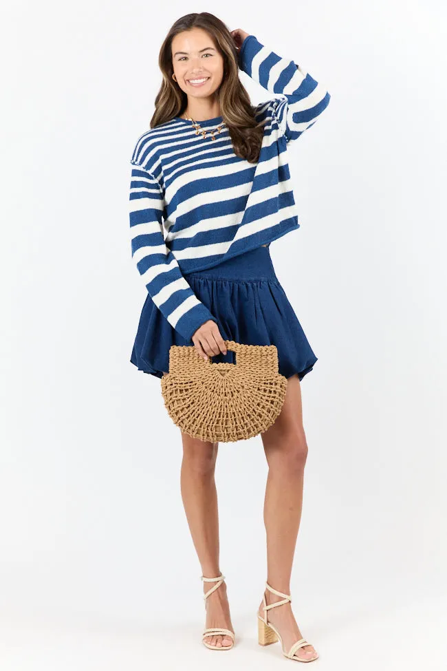All Decked Out Navy Lightweight Striped Sweater FINAL SALE sold by Pink Lily product image thumbnail 2