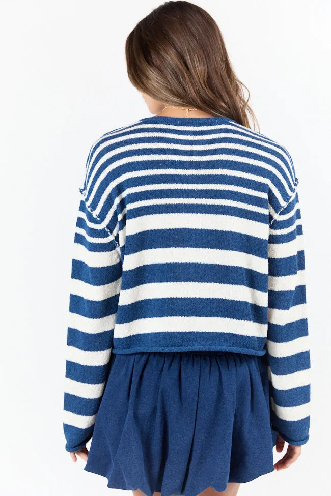 All Decked Out Navy Lightweight Striped Sweater FINAL SALE sold by Pink Lily product image thumbnail 4
