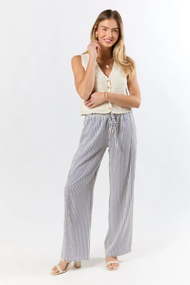 Shoreline Serenity Navy Textured Stripe Pull On Pants sold by Pink Lily product image thumbnail 4