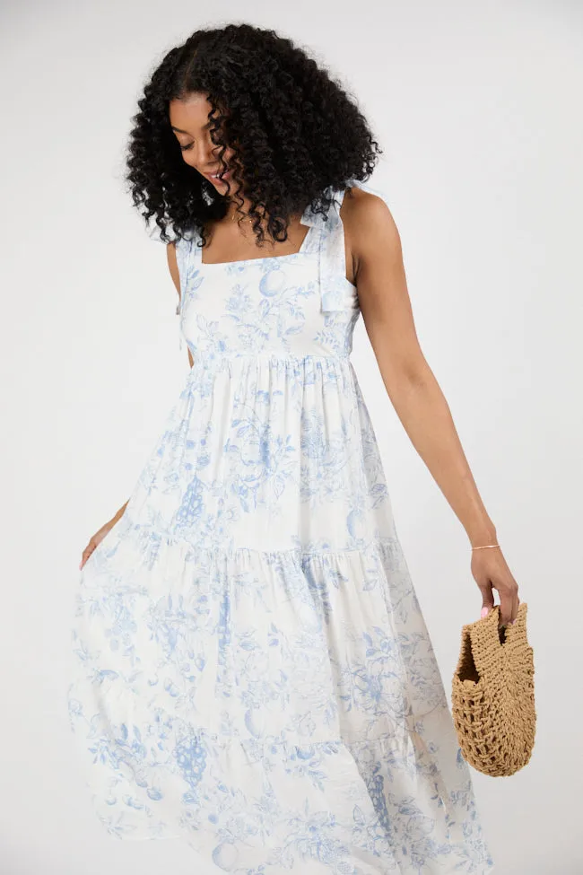 High Tide Touch Blue and Ivory Fruit Icon Printed Midi Dress FINAL SALE sold by Pink Lily product image thumbnail 2