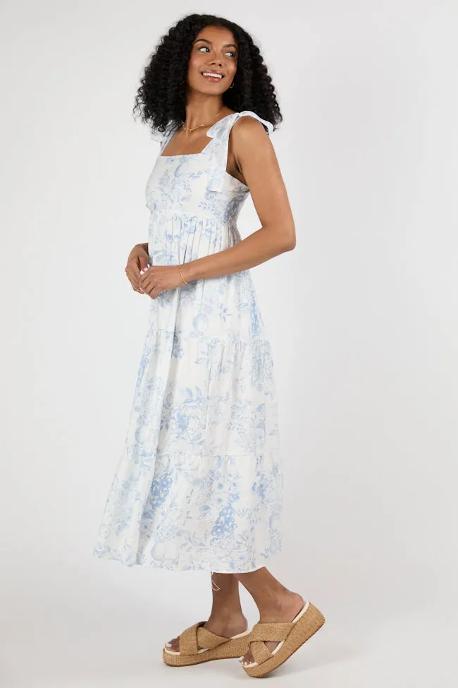 High Tide Touch Blue and Ivory Fruit Icon Printed Midi Dress FINAL SALE sold by Pink Lily product image thumbnail 4