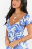 Palm Oasis Blue and White Leaf Printed Midi Dress FINAL SALE sold by Pink Lily