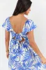 Palm Oasis Blue and White Leaf Printed Midi Dress FINAL SALE sold by Pink Lily