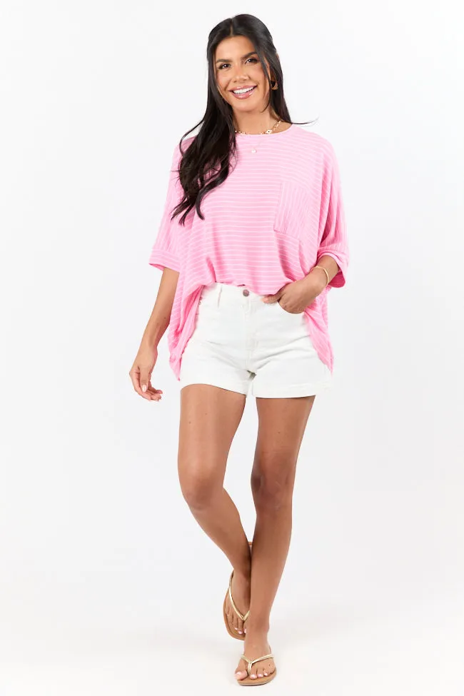 Destination Relaxation Pink Striped Oversized Tee sold by Pink Lily product image thumbnail 2