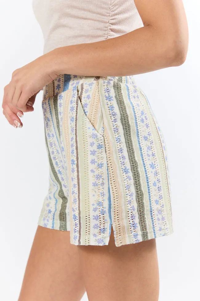 Lovely Lagoons Blue and Green Knit Crochet Shorts FINAL SALE sold by Pink Lily product image thumbnail 2