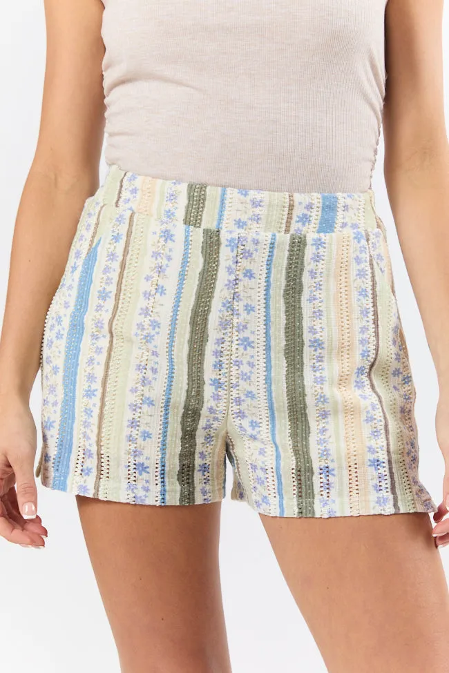 Lovely Lagoons Blue and Green Knit Crochet Shorts FINAL SALE sold by Pink Lily