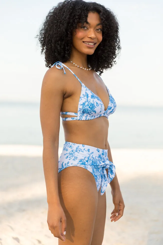 Marina Mood Blue and Ivory Vintage Floral Print Bikini Top FINAL SALE sold by Pink Lily product image thumbnail 5