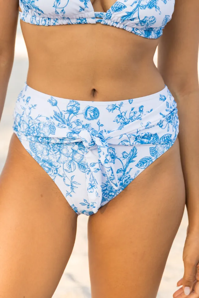 Marina Mood Blue and Ivory Vintage Floral Print Bikini Bottom FINAL SALE sold by Pink Lily